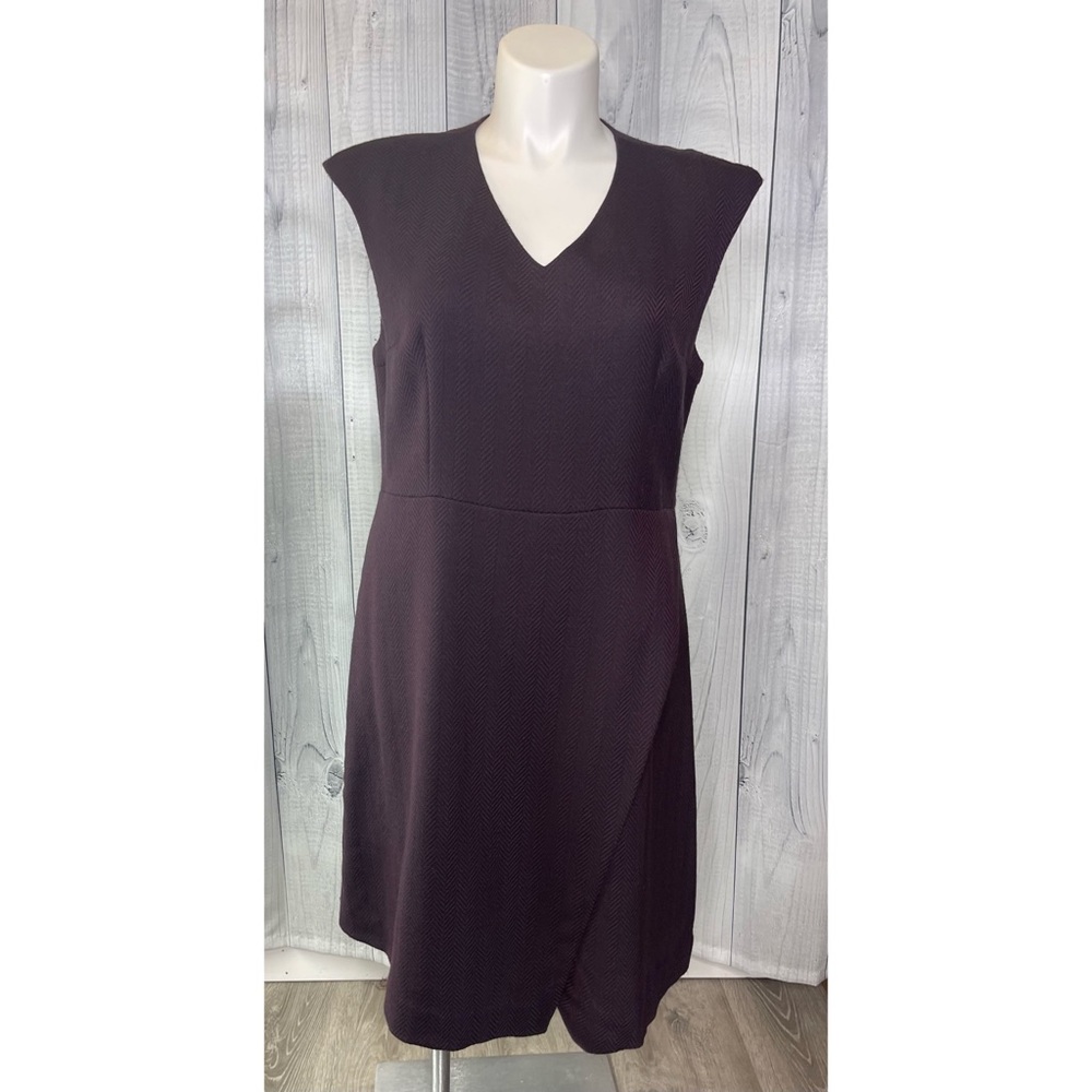 Pendleton 100% Virgin Wool Dress V-Neck Faux Wrap Career Business Sz 16